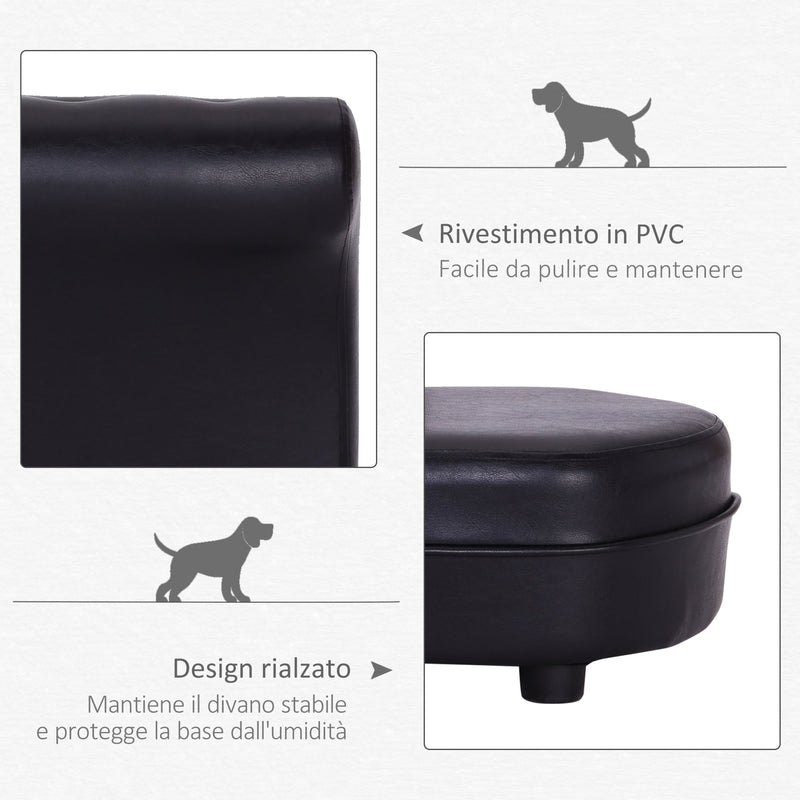 Divano Chaise Longue Ottomana per Animali Nero 82.5x45x41.5 cm 