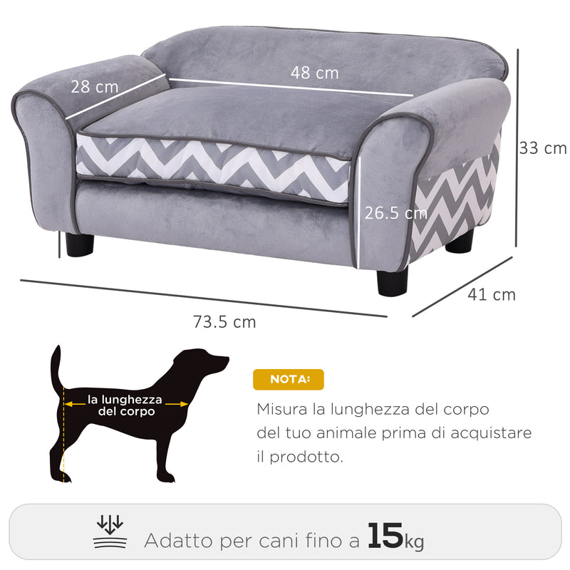 Divanetto Cuccia per Animali Domestici Grigio 73.5x41x33 cm 