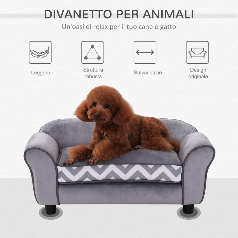 Divanetto Cuccia per Animali Domestici Grigio 73.5x41x33 cm 