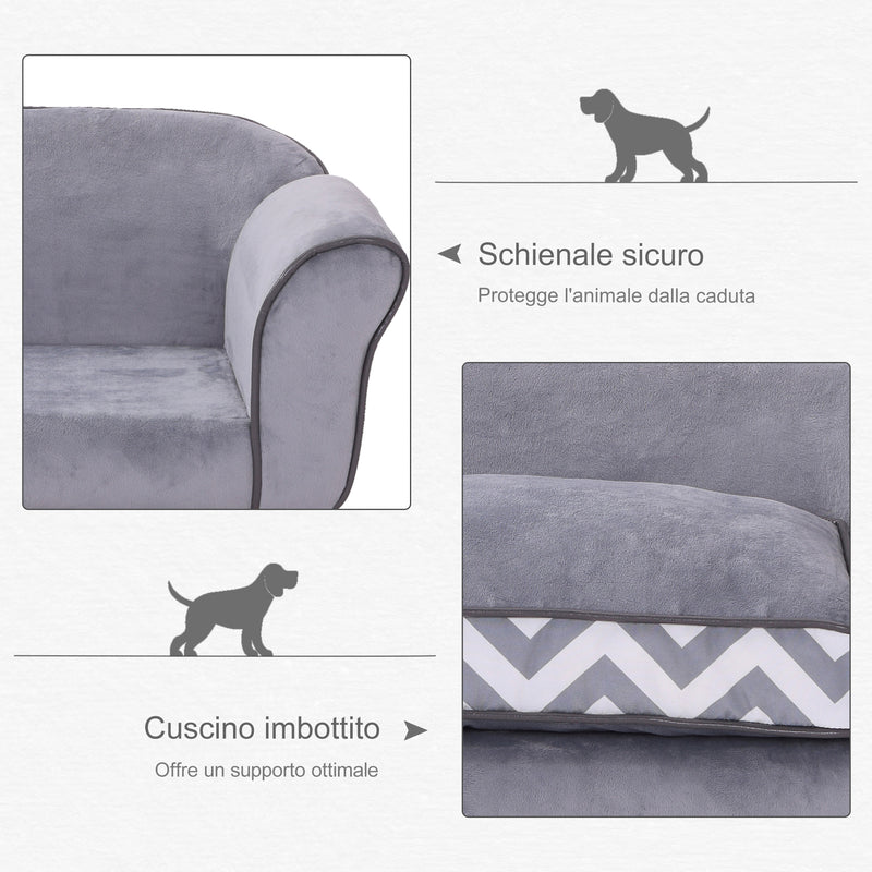 Divanetto Cuccia per Animali Domestici Grigio 73.5x41x33 cm 
