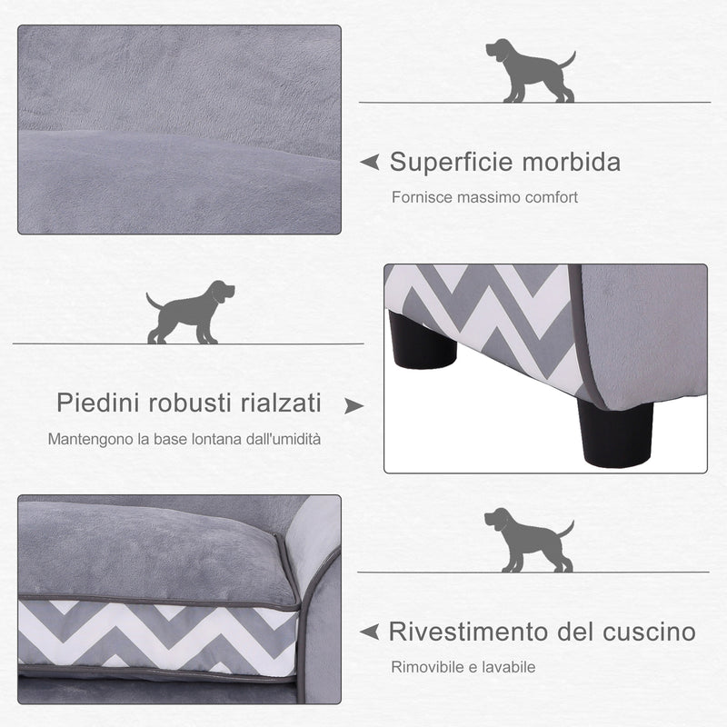 Divanetto Cuccia per Animali Domestici Grigio 73.5x41x33 cm 