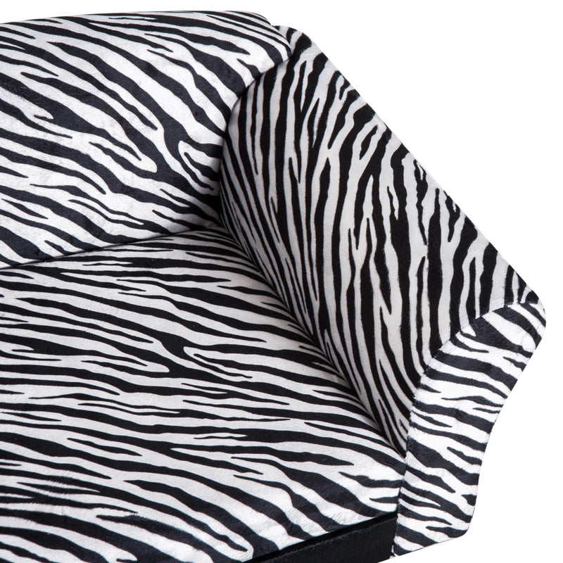Cuccia Divano per Cani e Gatti con Cuscino Stampa Zebra 66x44x30 cm 