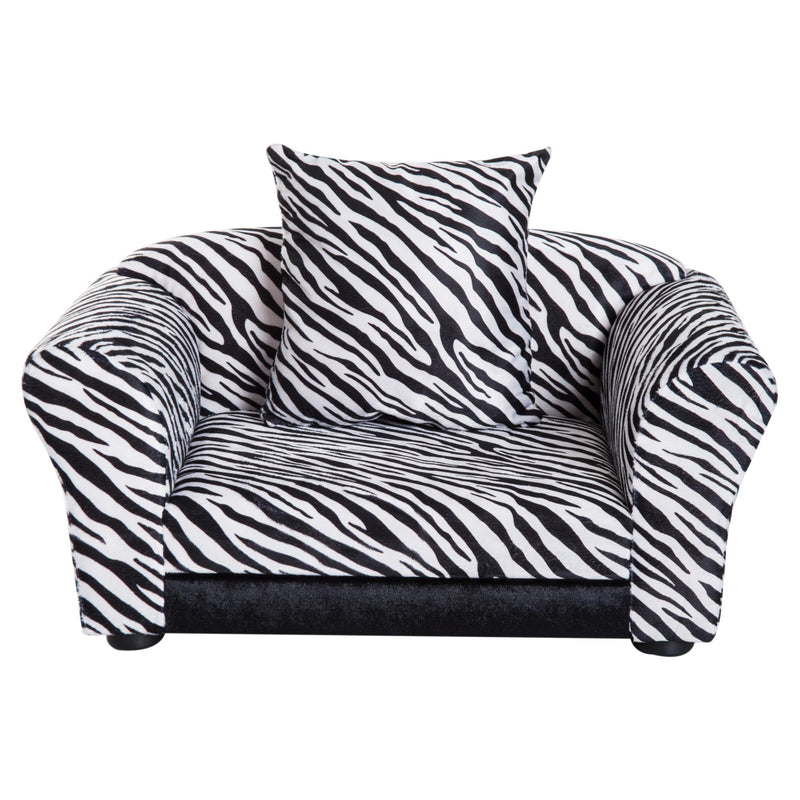 Cuccia Divano per Cani e Gatti con Cuscino Stampa Zebra 66x44x30 cm 