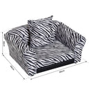 Cuccia Divano per Cani e Gatti con Cuscino Stampa Zebra 66x44x30 cm 