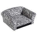 Cuccia Divano per Cani e Gatti con Cuscino Stampa Zebra 66x44x30 cm 
