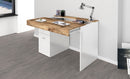 Scrivania 1 Anta 1 Cassetto 100x60x75 cm Sliding Bianco Lucido e Acero Pereira