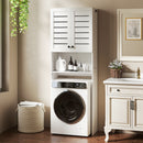 Mobile Sopra WC 67x31.5x190 cm con Armadietto a 2 Ante e Ripiano Aperto in Legno Bianco      