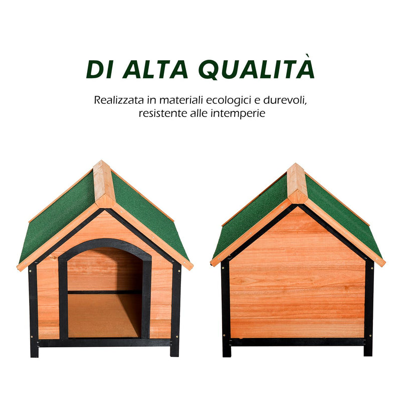 Cuccia per Cani da Esterno in Legno Naturale 76x65x64 cm 