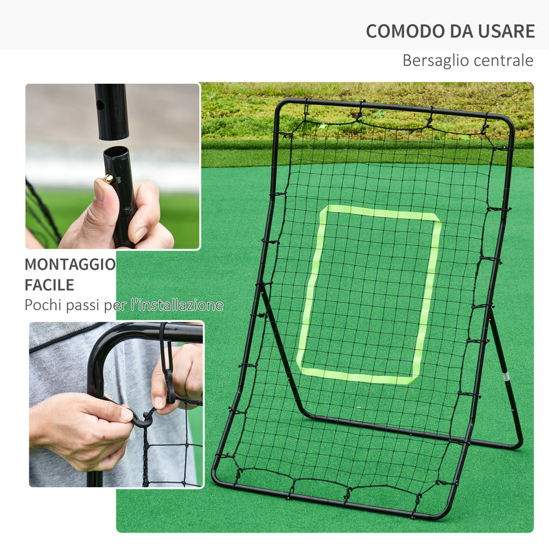 Rete Elastica Rimbalzo da Calcio e Rugby Rimbalzatore Portatile 90x80x140 cm 