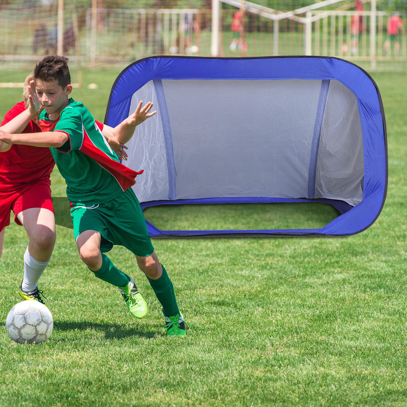 Rete da Calcio Pop Up per Bambini Pieghevole con Borsa Blu 184x124x115 cm 