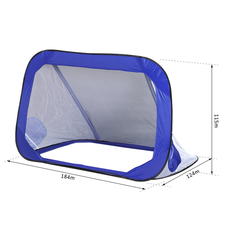 Rete da Calcio Pop Up per Bambini Pieghevole con Borsa Blu 184x124x115 cm 
