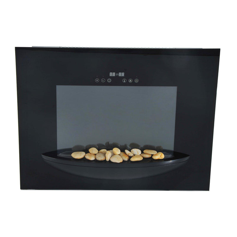 Camino Elettrico da Incasso 66x52 cm 1800W con Timer Effetto Fiamma Nero 