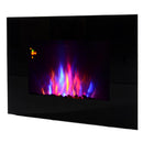 Camino Elettrico da Parete 90x56x9.5 cm 2000W Fiamma LED 7 Colori Nero 