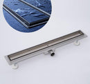 Canalina di Scarico Doccia a Pavimento in Acciaio Inox Piastrellabile 74x11x7 cm 