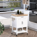 Carrello da Cucina Salvaspazio in Legno Bianco 65x48x90 cm