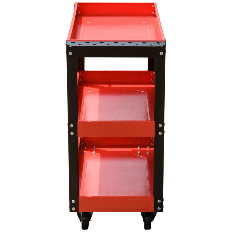 Carrello Porta Attrezzi da Officina 3 Ripiani Rosso 70x35x75.5 cm 