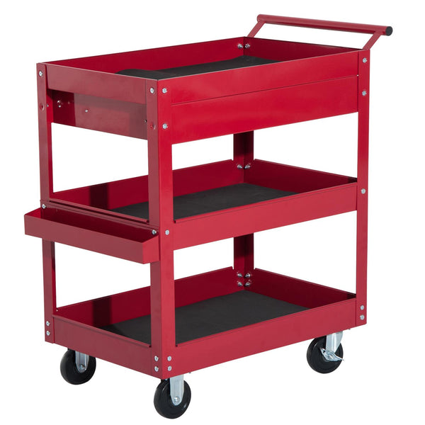 prezzo Werkstattwagen mit Rädern aus rotem Blech 68x46x82 cm