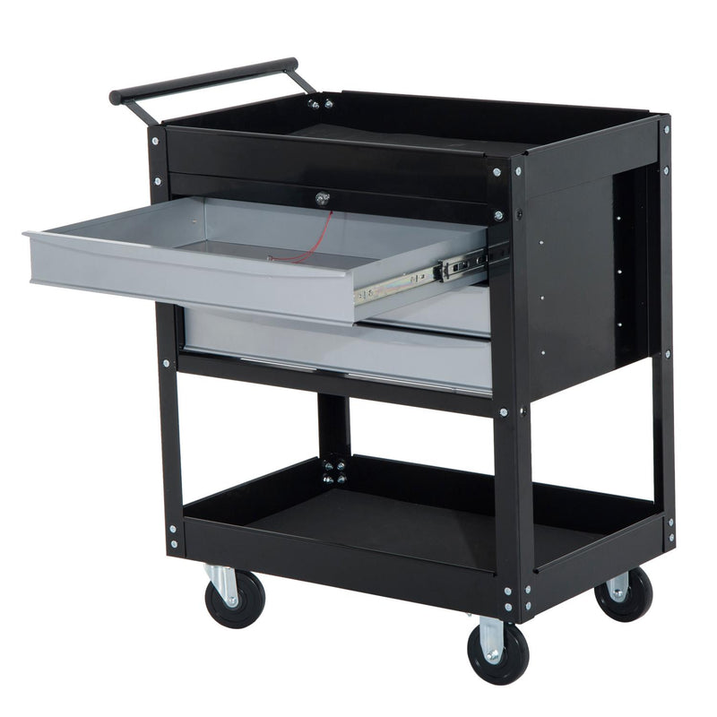 Carrello Porta Attrezzi da Officina Professionale Cassettiera in Lamiera Nero 68x46x88 cm 