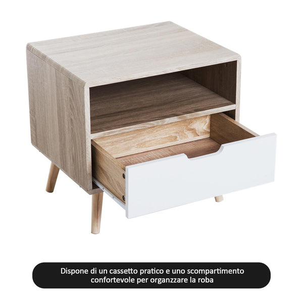 sconto Nachttisch im nordischen Design aus Holz 50x40x47 cm