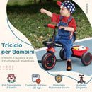 Triciclo per Bambini 2-5 Anni Bicicletta per Bambini con Seduta Regolabile Cestino e Parafango 80x48x63 cm in Acciaio e PP Rosso      