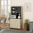 Mobile da Cucina Credenza 4 Ripiani in Legno Rovere e Nero 90x39x169 cm 