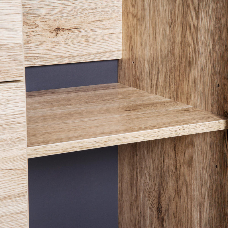 Mobile da Cucina Credenza 4 Ripiani in Legno Rovere e Nero 90x39x169 cm 