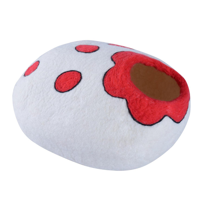 Cuccia per Gatti in Lana Bianco e Rosso Ø35x20 cm 