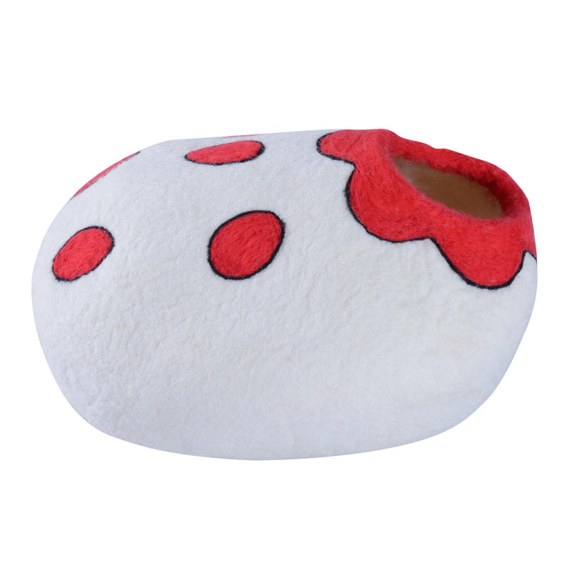 Cuccia per Gatti in Lana Bianco e Rosso Ø35x20 cm 