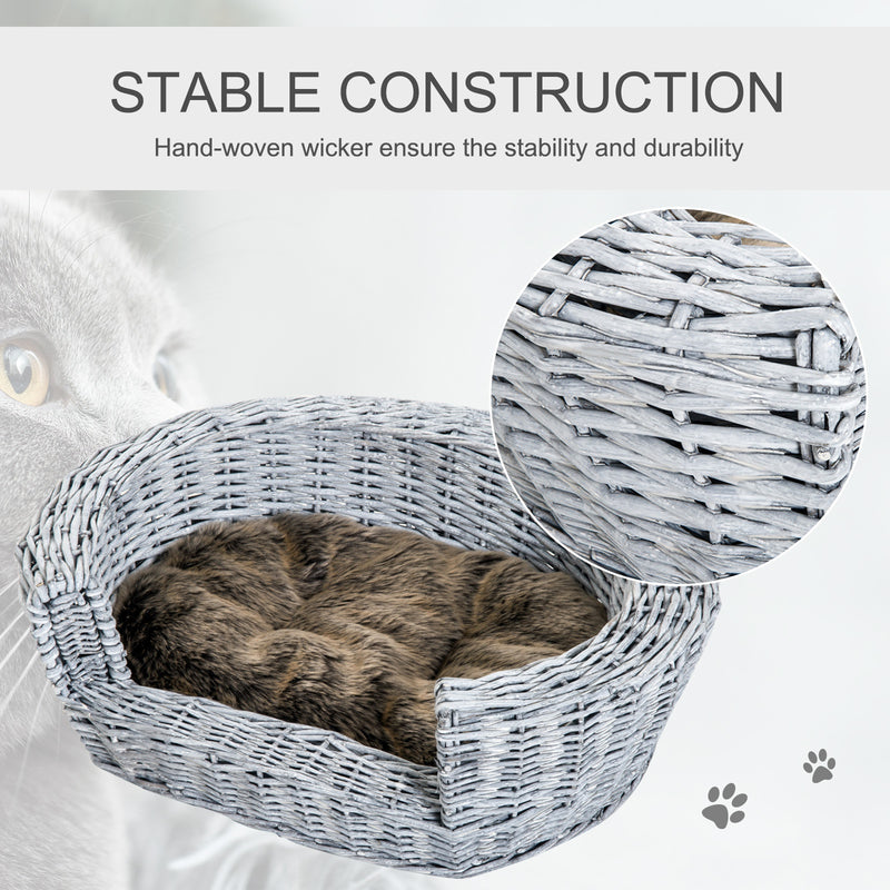 Cuccia Interno per Animali Domestici con cuscino Grigio marrone 57x46x17.5 cm 