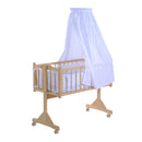 Culla Lettino a Dondolo per Neonati in Legno Naturale con Zanzariera e Biancheria da Letto 