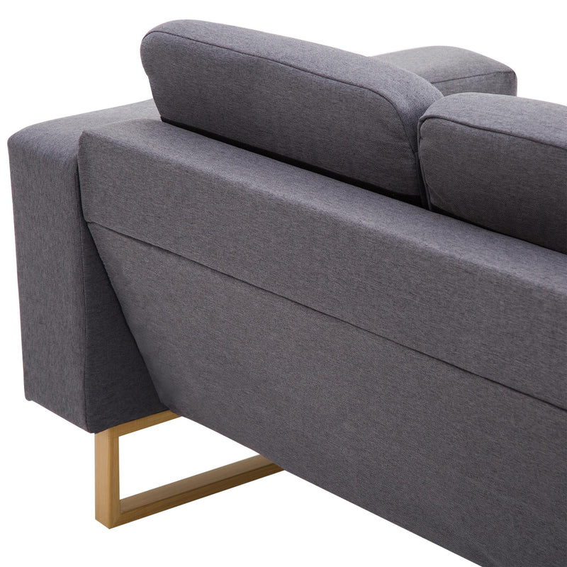 Divano 3 Posti con Cuscini in Tessuto di Lino Grigio scuro 200x82x78 cm 