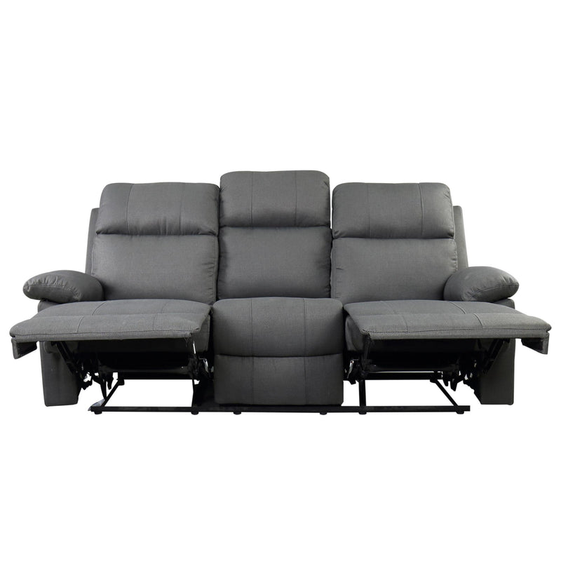 Divano 3 Posti con Schienale e Poggiapiedi Laterali Reclinabili Grigio Antracite 185x95x97 cm 
