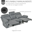 Divano 3 Posti con Schienale e Poggiapiedi Laterali Reclinabili Grigio Antracite 185x95x97 cm 