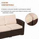 Divano da Esterno a 3 Posti in Rattan Sintetico con Cuscini Marrone 199x71x75 cm 