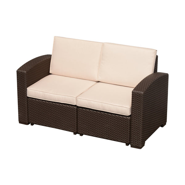 online 2-Sitzer-Gartensofa aus braunem Kunstrattan