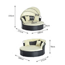 Divano Letto da Esterno Conchiglia con Poggiapiedi e Tenda Parasole in Rattan Sintetico Nero 