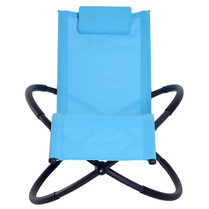 Sedia a Dondolo Moderna da Giardino in Textilene Blu 154x80x84 cm 