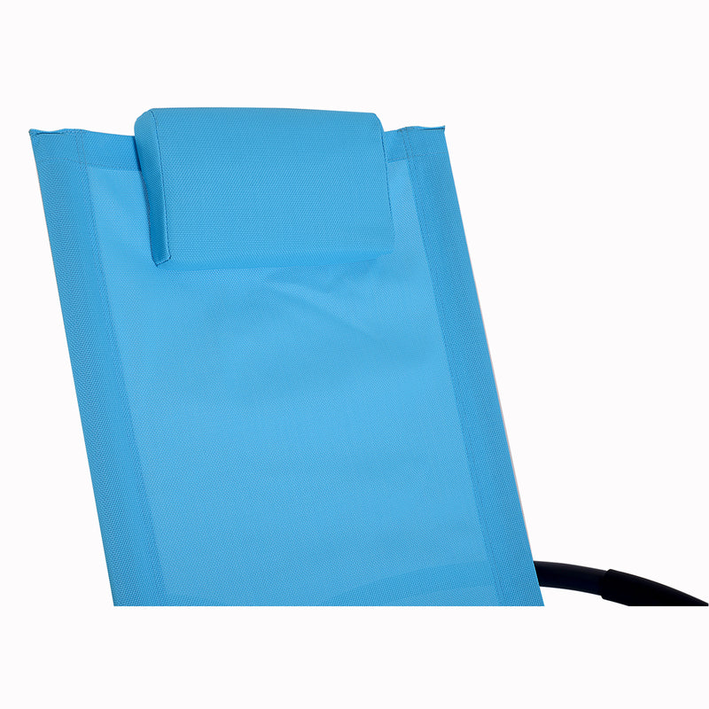 Sedia a Dondolo Moderna da Giardino in Textilene Blu 154x80x84 cm 