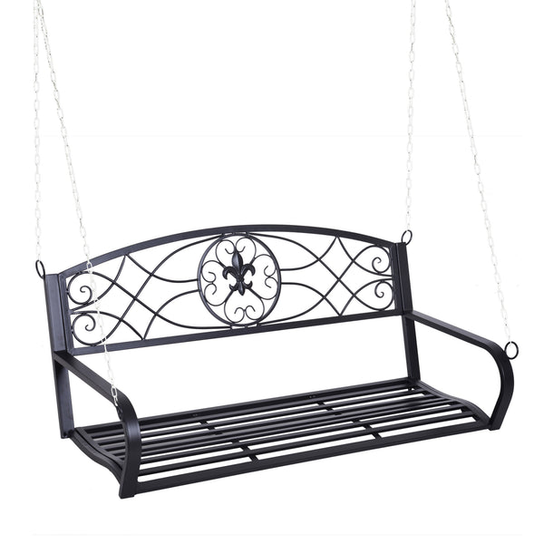3-Sitzer-Gartenschaukel aus schwarzem Schmiedeeisen sconto