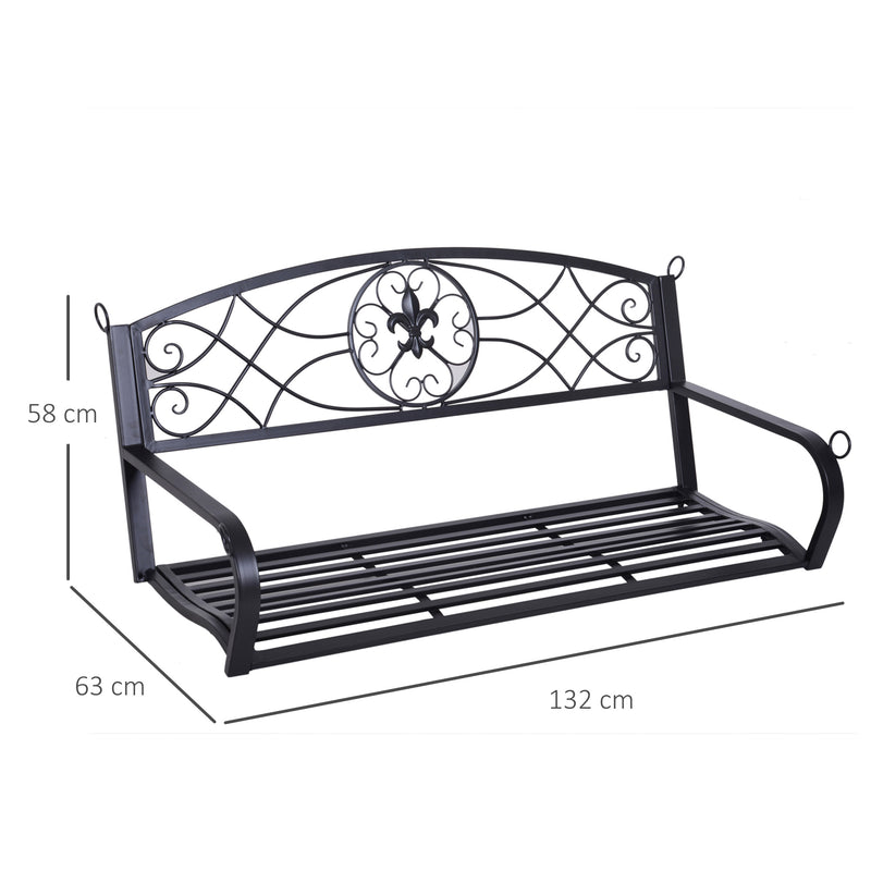 Dondolo da Giardino 3 Posti in Ferro Battuto Nero 