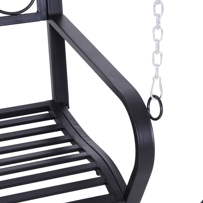 Dondolo da Giardino 3 Posti in Ferro Battuto Nero 