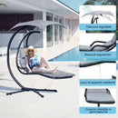 Sedia Dondolo Pensile Relax Chaise Longue di Lusso con Tettuccio Grigio 