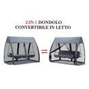 Dondolo da Giardino 3 Posti in Ferro con Zanzariera e Cuscino Grigio 