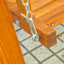 Dondolo da Giardino 2 Posti in Legno di Pino con Tettuccio Parasole Bianco 