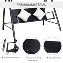 Dondolo da Giardino 3 Posti in Ferro e Rattan Sintetico con Cuscini e Tettuccio Parasole Nero 