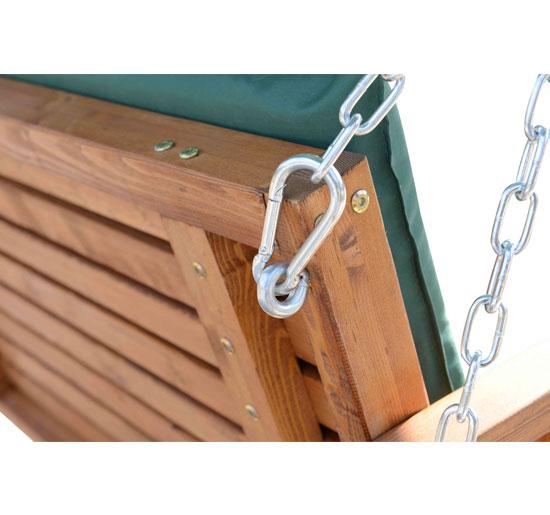 Dondolo da Giardino 3 Posti in Legno con Tettuccio Parasole Verde 