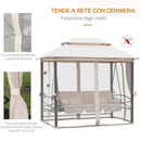 Dondolo a 3 Posti Gazebo Divano Letto con Zanzariera Beige 