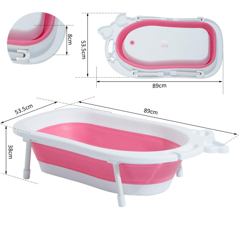Vaschetta Bagnetto Neonati Pieghevole Bianco e Rosa 89x53.5x38 cm 