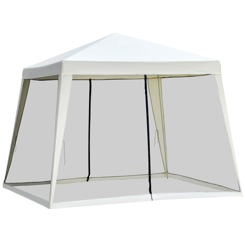 Gazebo da Giardino 3x3x2.35 m in Acciaio con Zanzariere Beige 