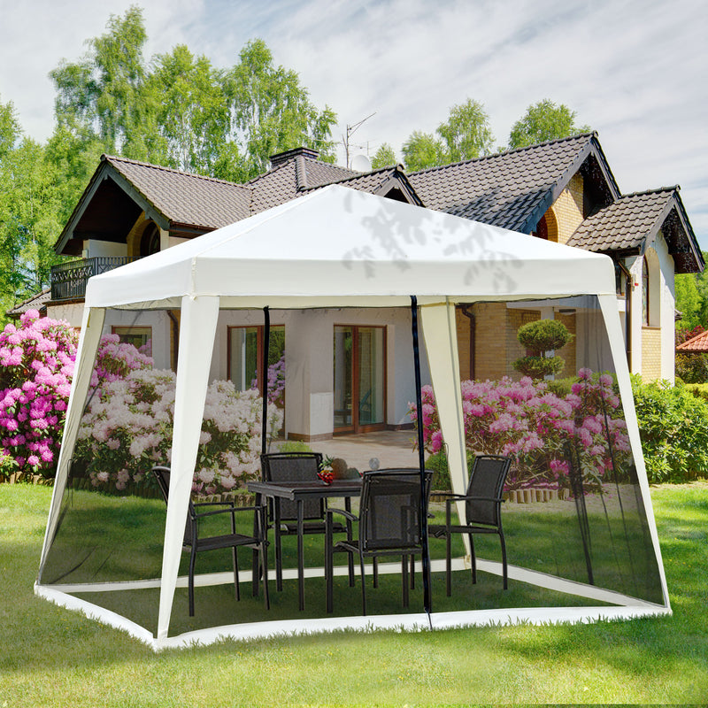 Gazebo da Giardino 3x3x2.35 m in Acciaio con Zanzariere Beige 